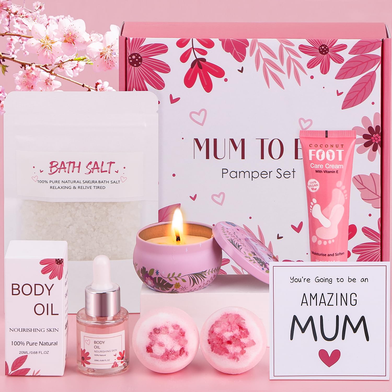 Jolof Store Mum to Be Pamper Gift Set – 7pc Organic Spa Hamper