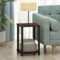 Furinno TURN-N-TUBE Side Table Set of 2, 2-Tier Square Top End Table with Open Shelf, Toolless Stackable Night Stand, Bedside Table, for Living Room