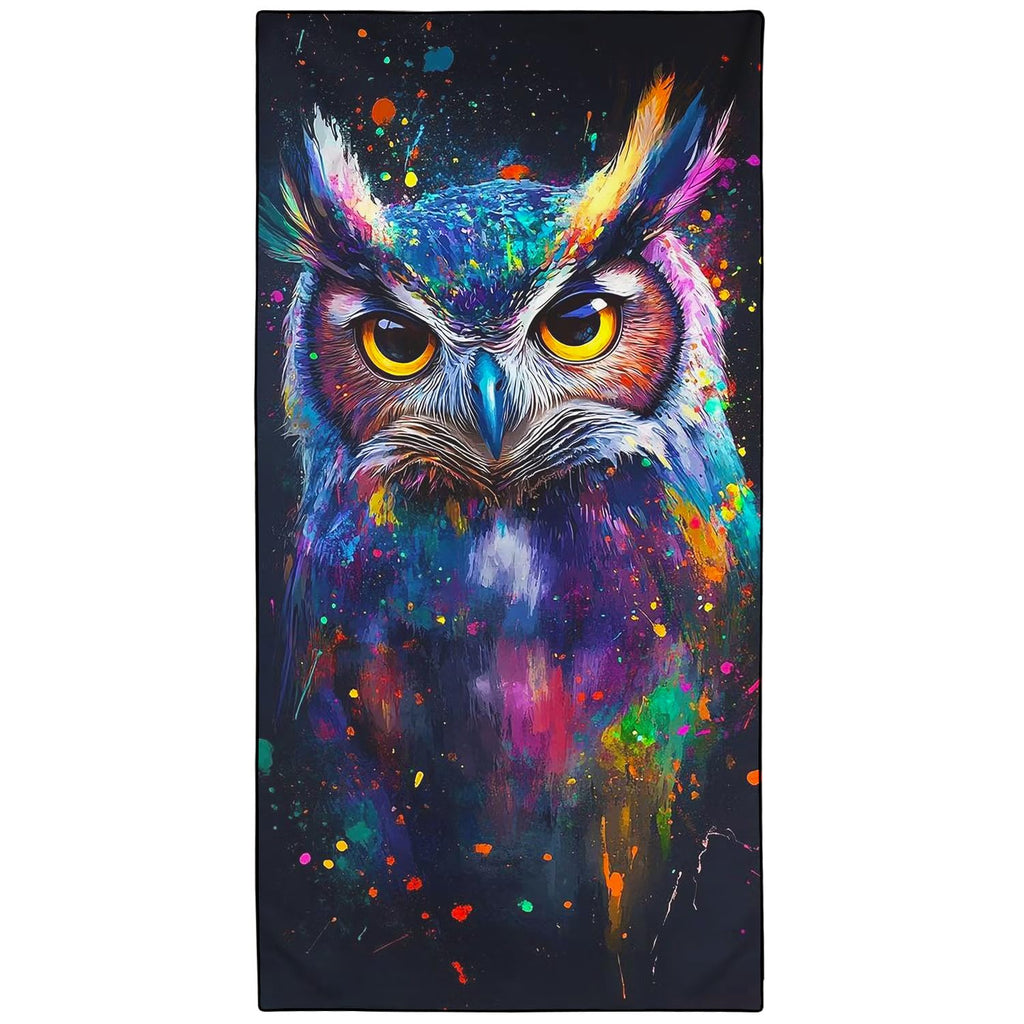 Violetpos Neon Owl Dragon Beach Towel, Extra Large 180x90 cm 250GSM Microfibre, Sand Free Quick Dry - image 1