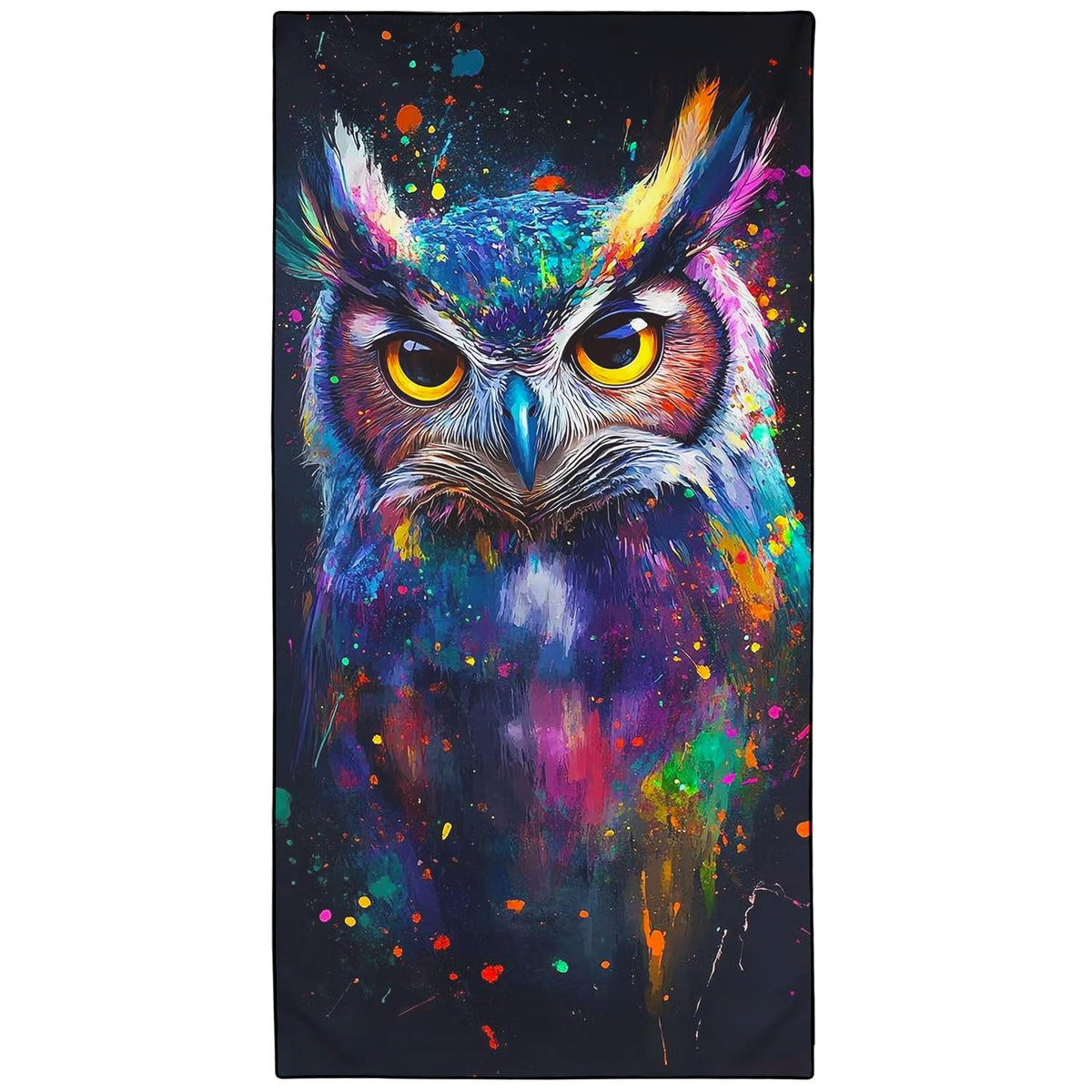 Violetpos Neon Owl Dragon Beach Towel, Extra Large 180x90 cm 250GSM Microfibre, Sand Free Quick Dry - image 1