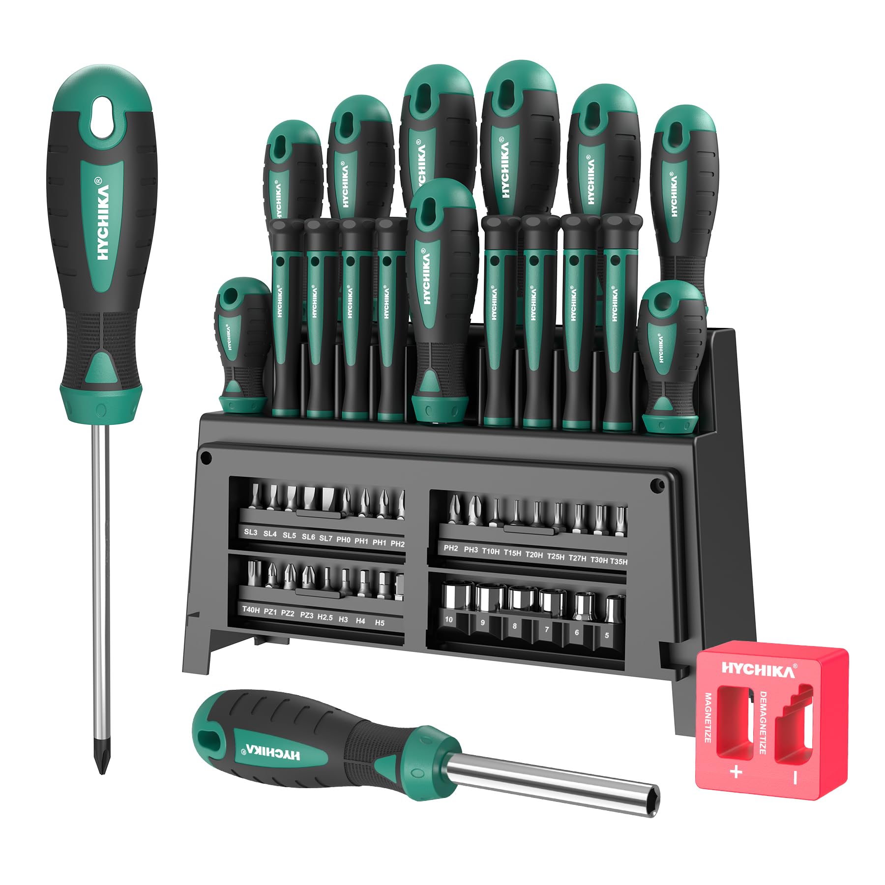 HYCHIKA 51-Piece Magnetic Screwdriver Set | Phillips & Precision Bits