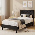 HOMBCK Single Bed Frame, 90 x 190 cm, with Adjustable Upholstered Headboard, Heavy Duty 256kg Weight Capacity, Easy Assembly, No Box Spring Needed - image 1