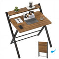 GreenForest No Assembly Required Folding Desk with Monitor Shelf,Espresso - image 1