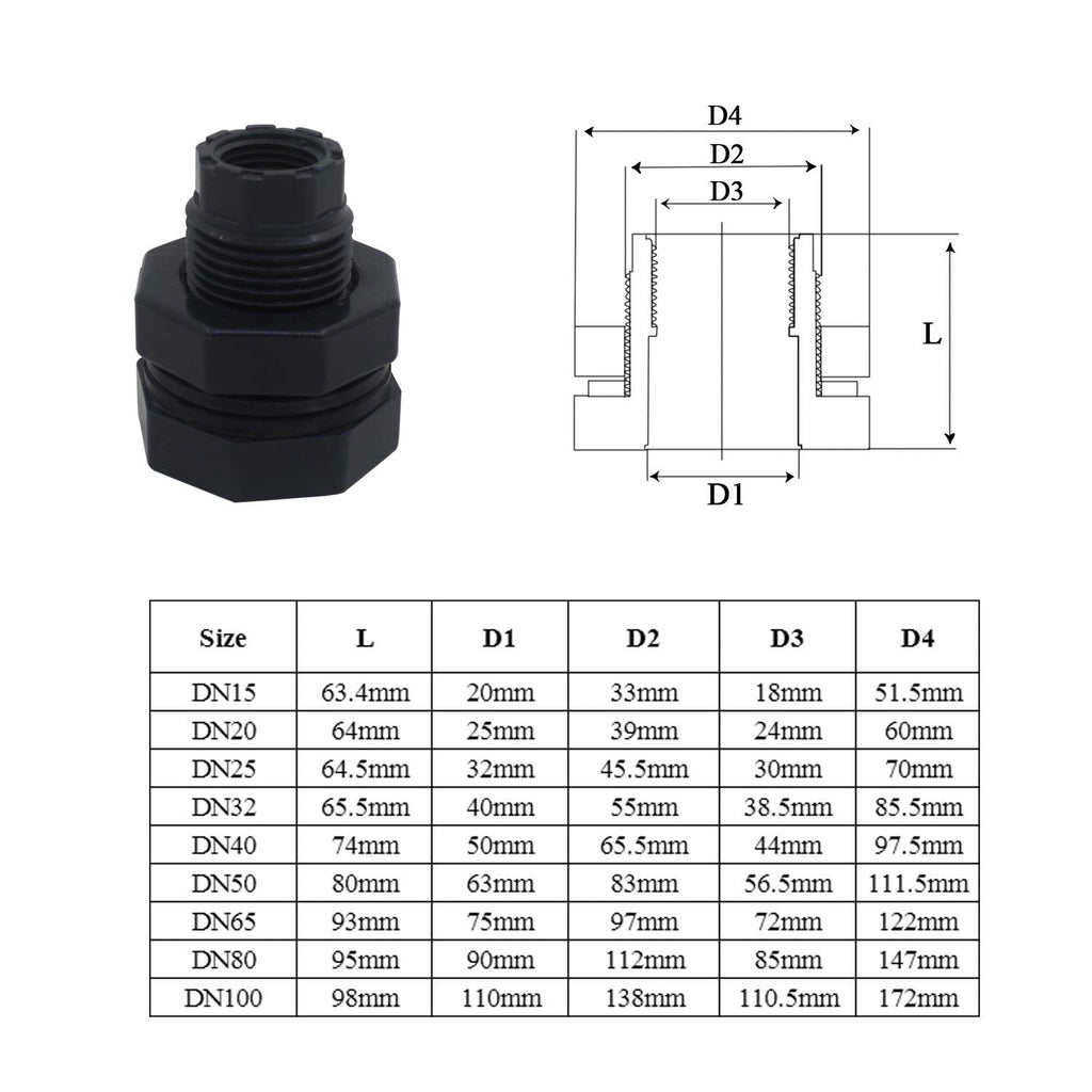 Jolof Store PVC Water Tank Bulkhead Connector Fitting – 20mm to 110mm