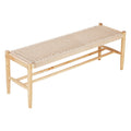 VEVOR 47.6" Rattan Entryway Bench | Solid Oak Wood Boho Shoe Storage