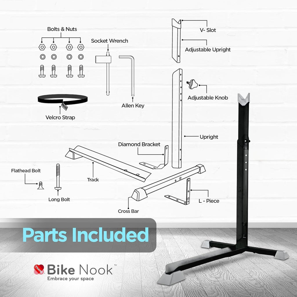 Bike Nook Upright Bicycle Stand – Adjustable Indoor Space-Saving Rack