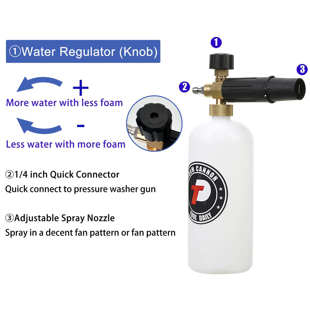 Tool Daily Short Pressure Washer Gun with Foam Cannon & 5 Nozzle Tips