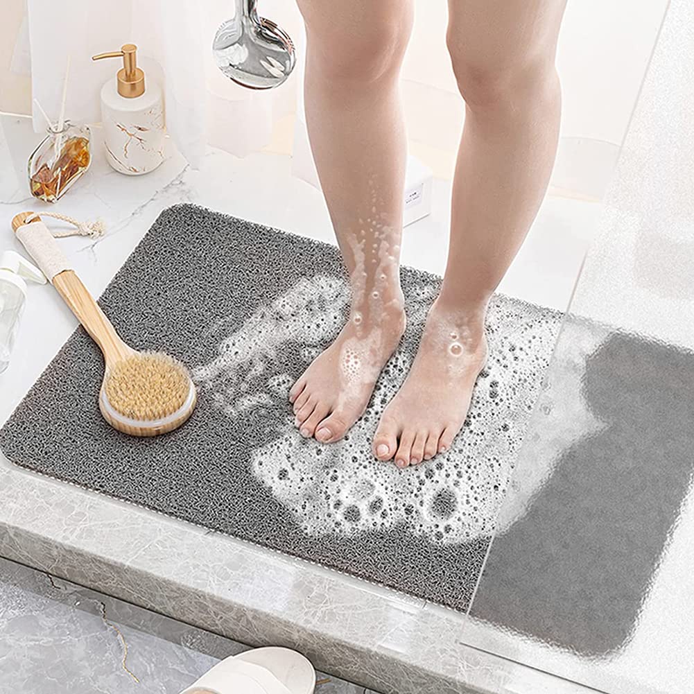 Loofah Shower Mat – 40x100cm Non-Slip Anti-Mould Bath Mat, Grey