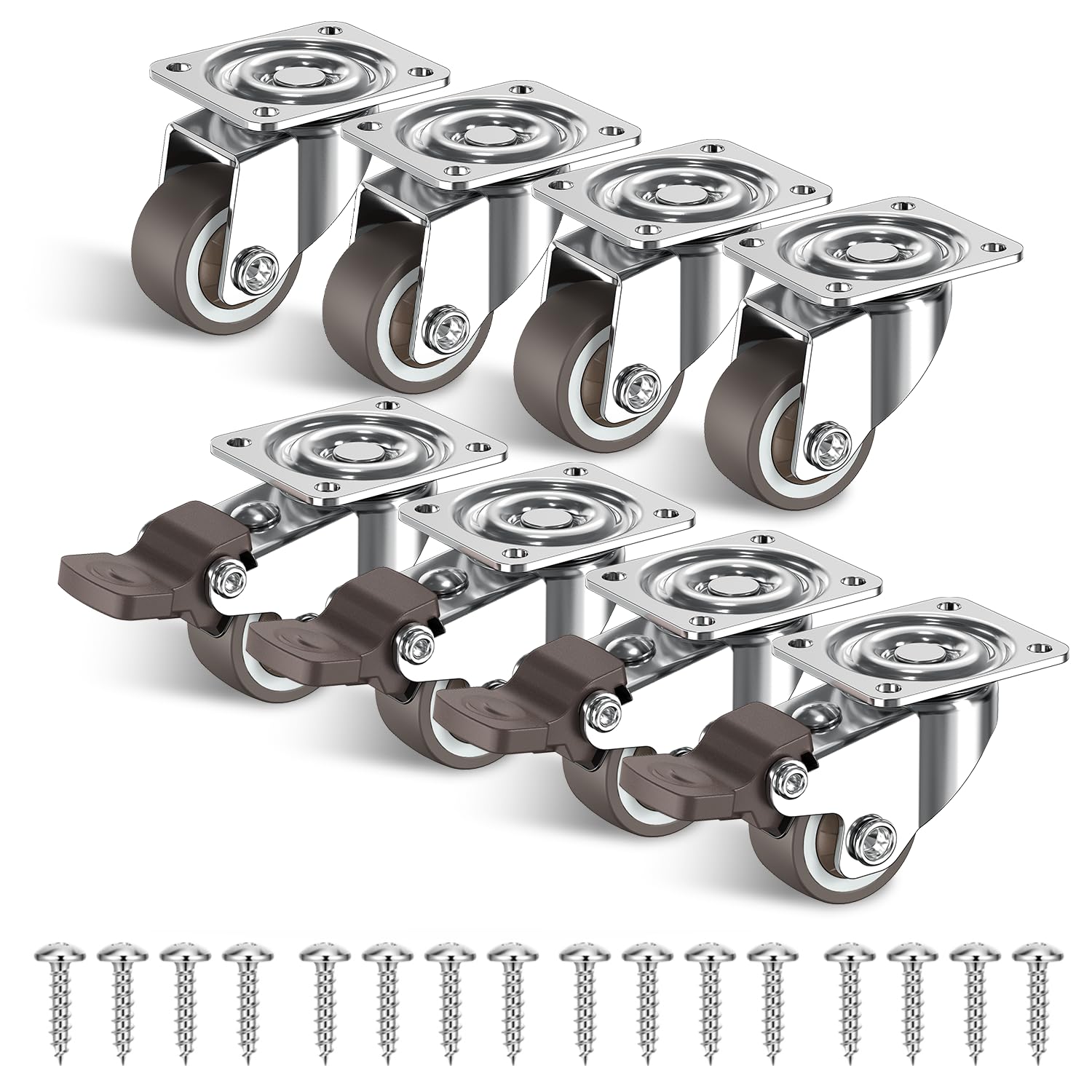HOLKIE 25mm Castor Wheels for Furniture | 80kg Capacity | Set of 8