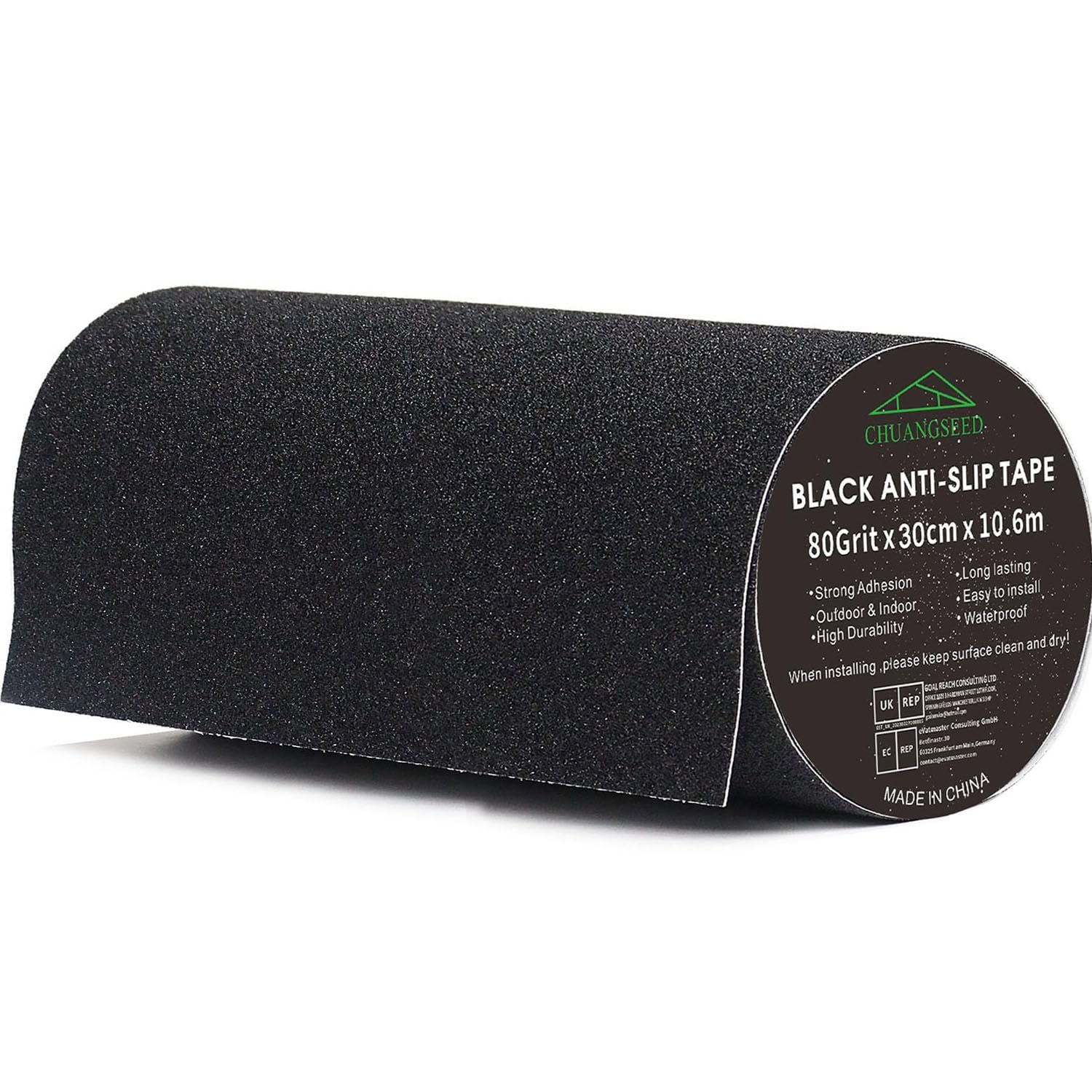 CHUANGSEED Heavy Duty Anti Slip Tape - 12" x 35Ft Black Non Skid Roll