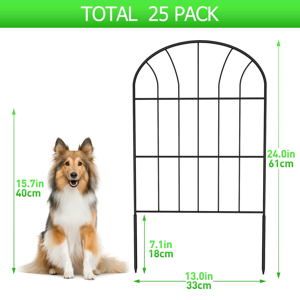 Jolof Store Decorative Garden Fence – 25 Pack Rustproof Metal Animal Barrier