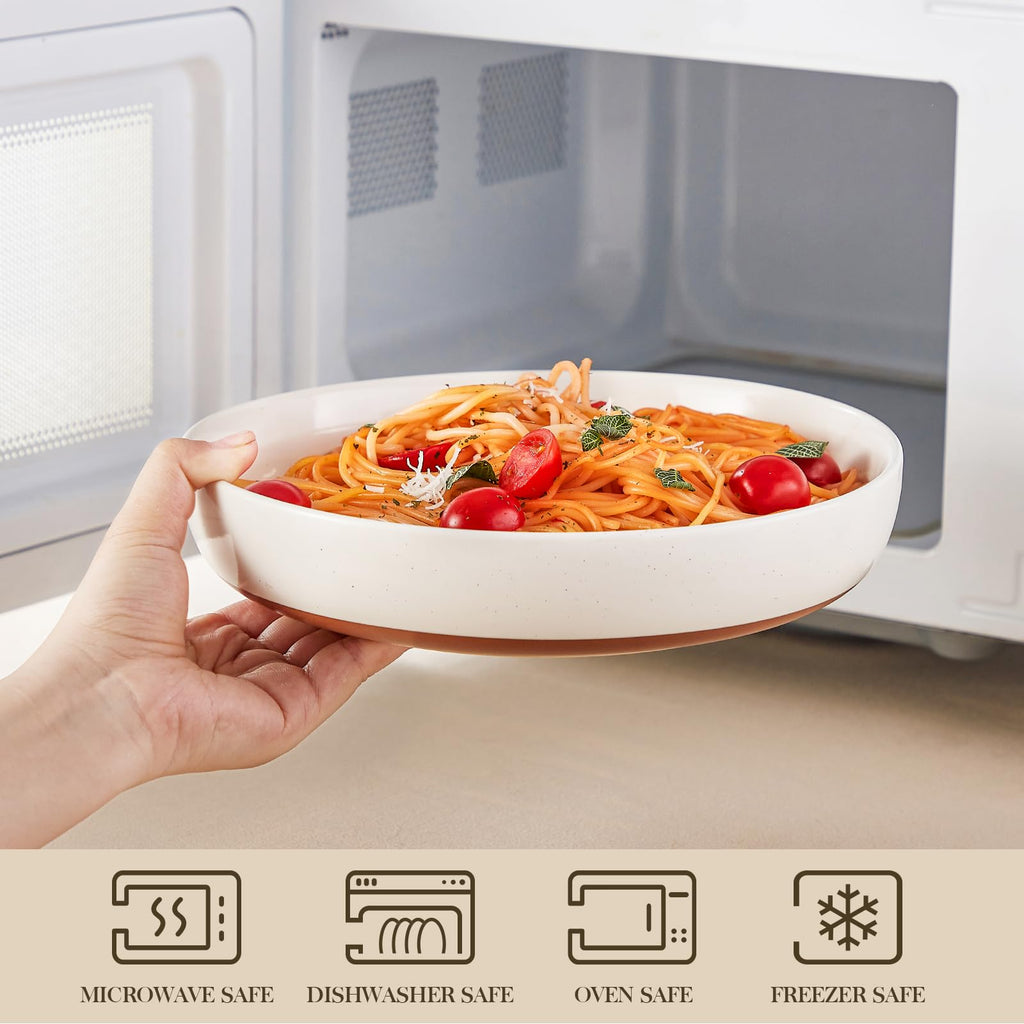 MALACASA Tara 48oz Ceramic Pasta Bowls - Set of 4 Large 9-Inch Bowls