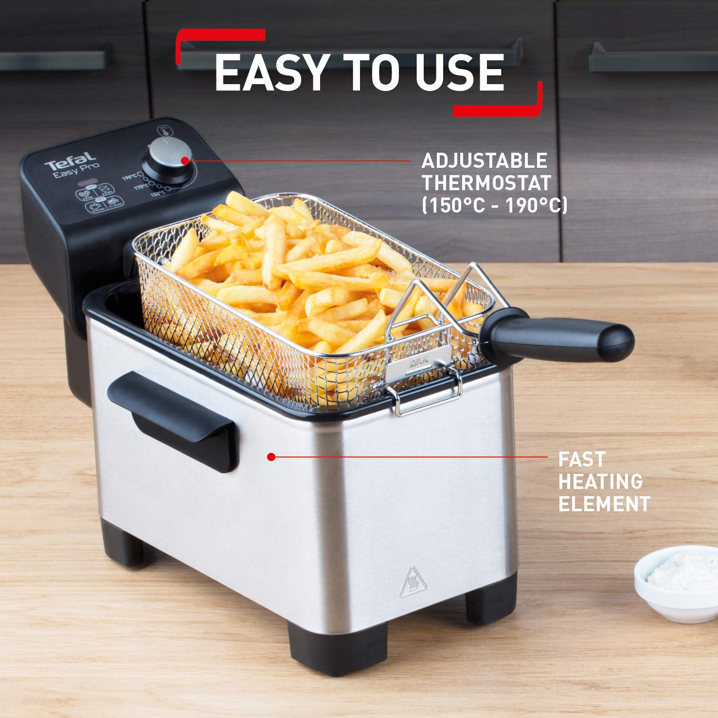 Tefal Easy Pro Deep Fryer | 3L Stainless Steel Semi-Pro Fryer | 2100W