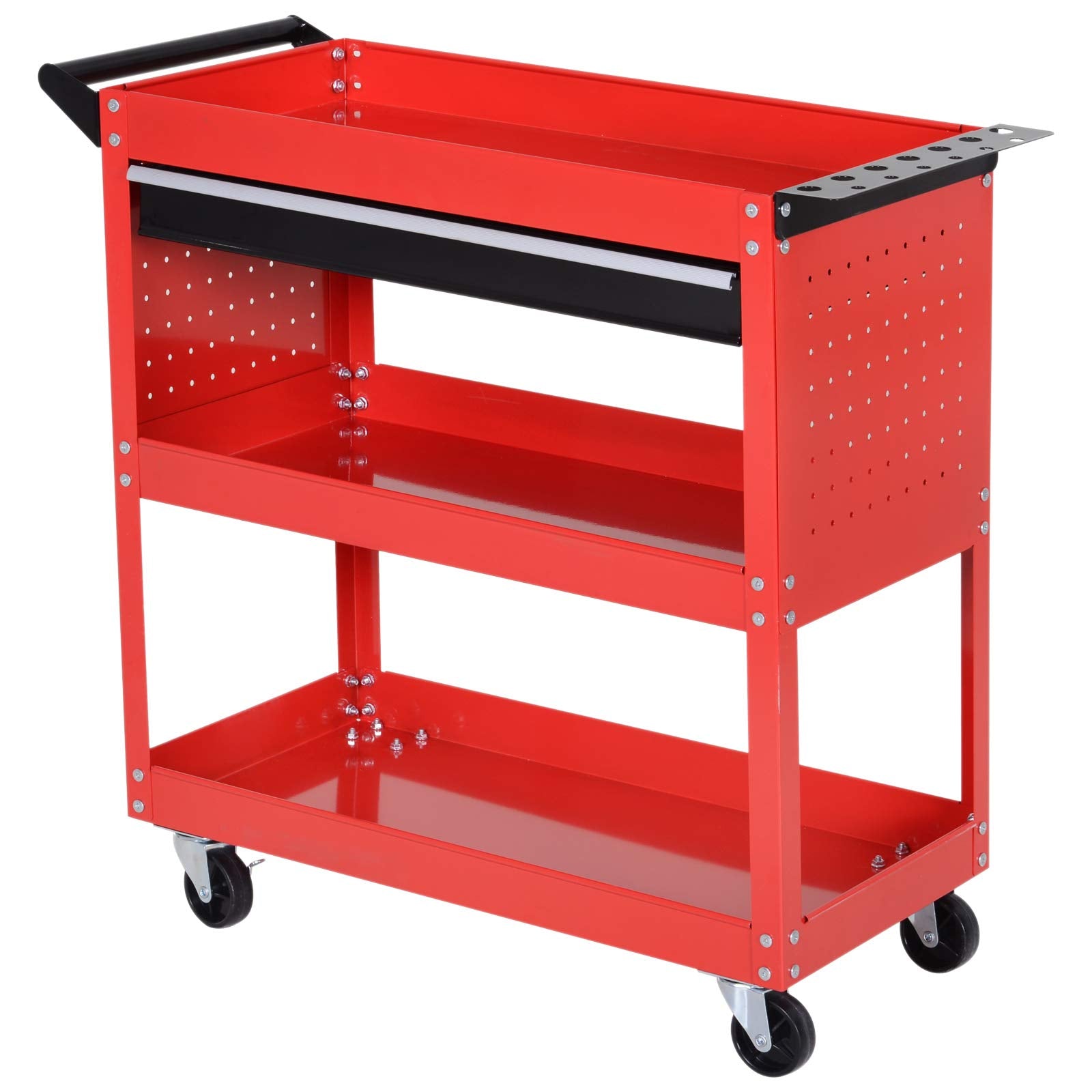 DURHAND 3-Tier Tool Trolley Cart | Rolling Workshop Cabinet with Drawer