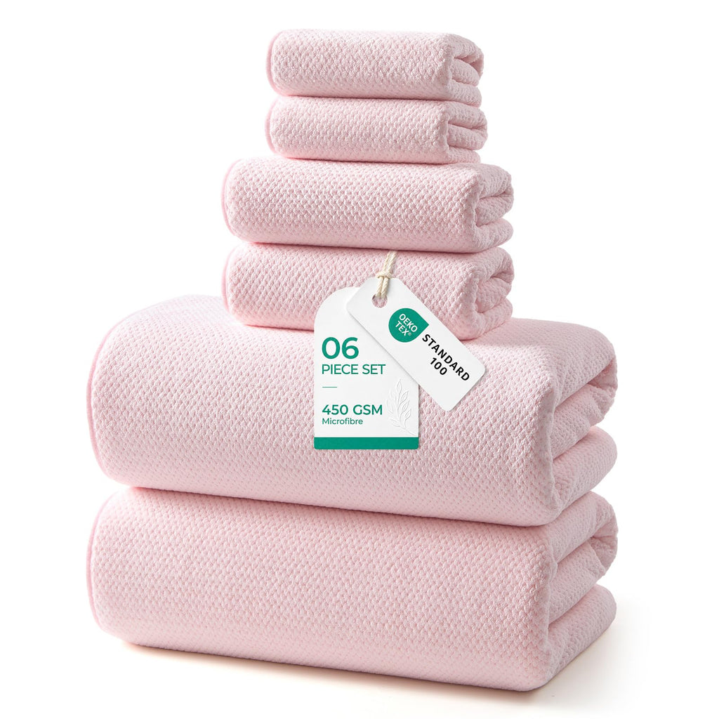 REDKISS 6 Pack Microfibre Towels set-450g/m²,Super Absorbent Towel for Bath - image 1