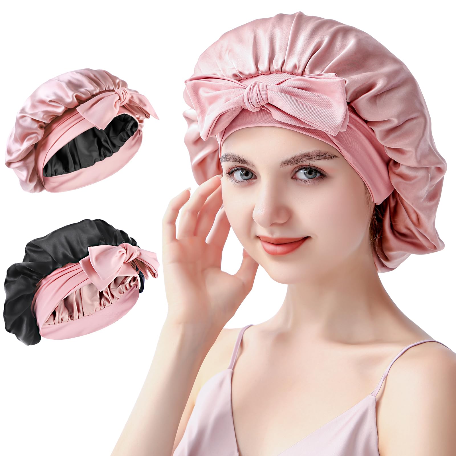 SILMANA 22 Momme Mulberry Silk Bonnet | Double-Layer Hair Wrap for Sleeping