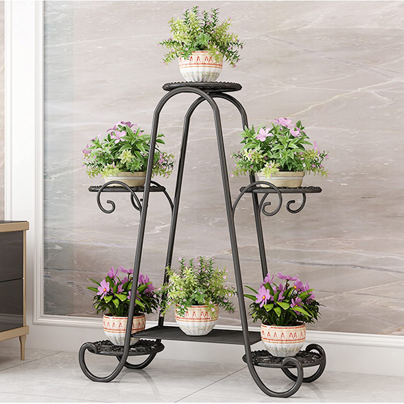 KOLENSA 6 Tier Metal Plant Stand | Rustproof Indoor Outdoor Flower Shelf