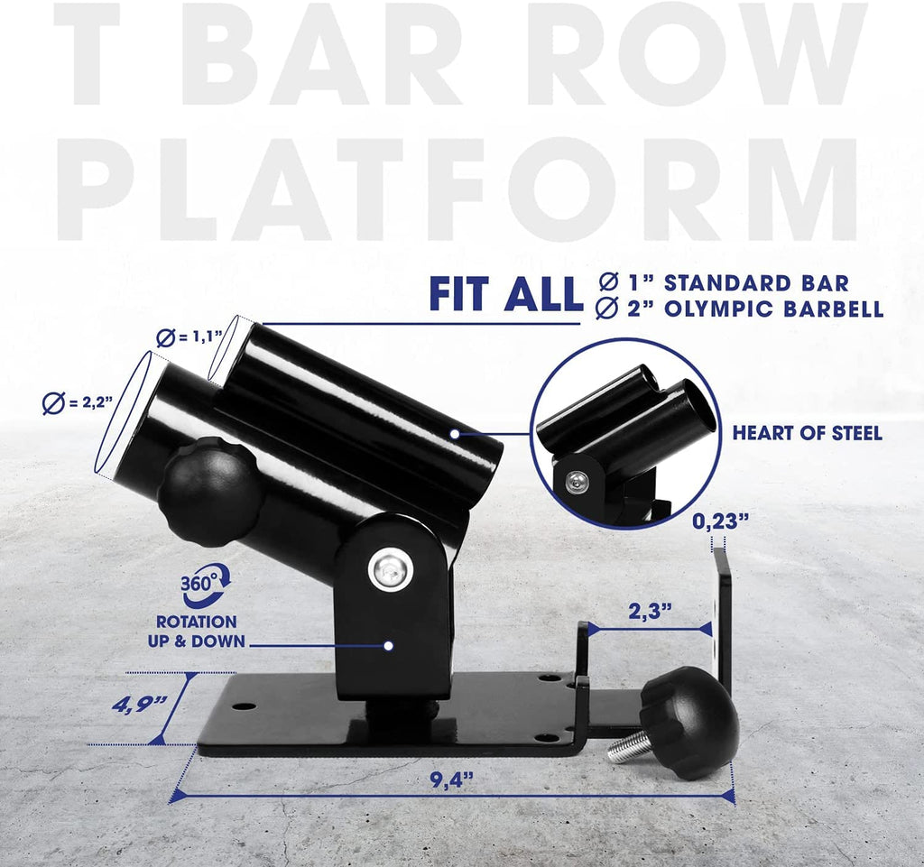 Yes4All T-Bar Row Platform & Double Grip Row Handle for 1" and 2" Bars