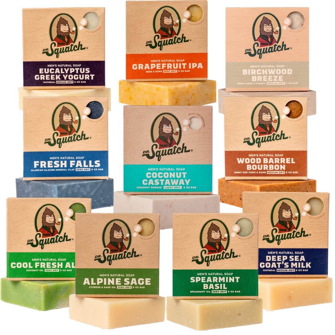 Dr. Squatch Men's Natural Soap Bar Gift Set – 10-Pack Cold Process Soap