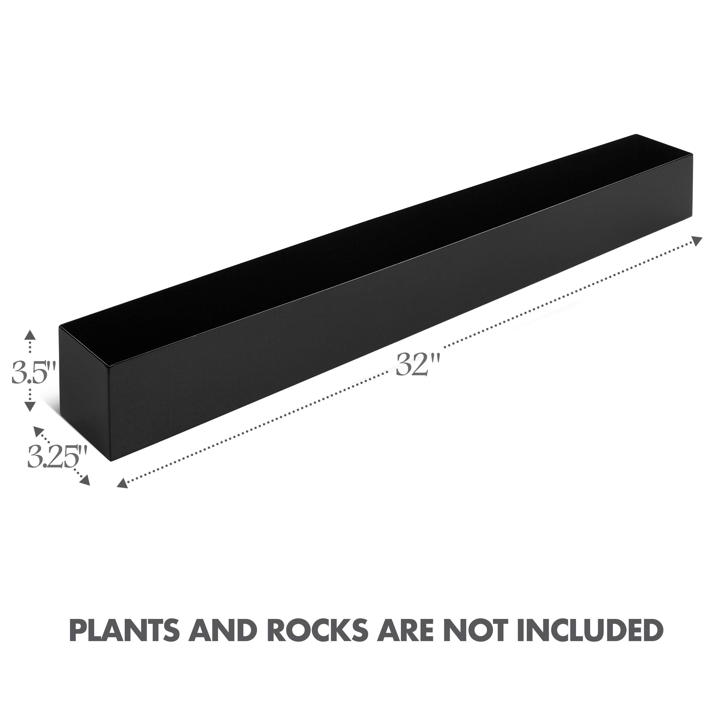32" Metal Rectangle Planter Box | Matte Black Stainless Steel