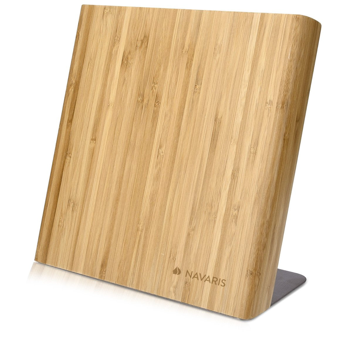 Navaris Bamboo Magnetic Knife Holder – Large Universal Wooden Storage Block