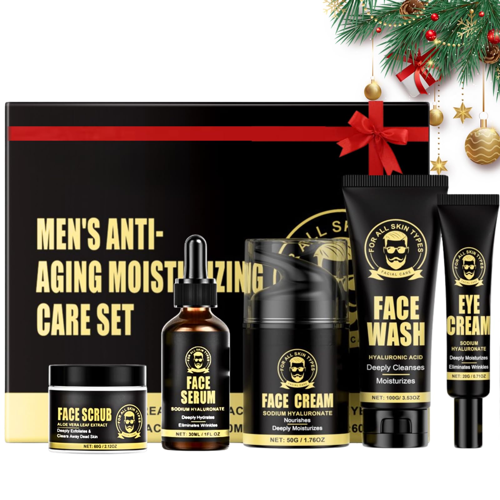 5-Piece Men's Anti-Aging Skincare Set with Face Wash & Serum