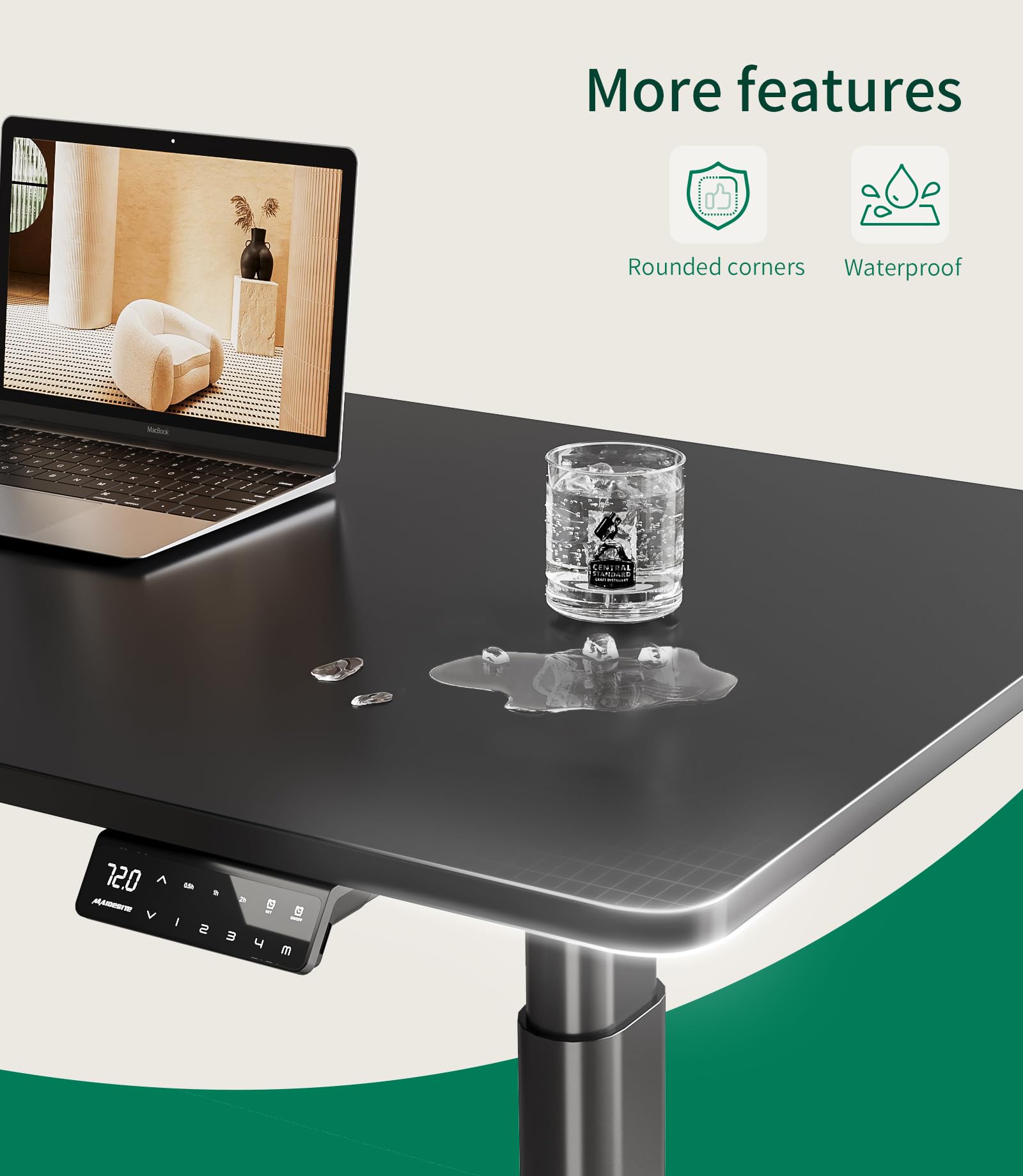 MAIDeSITe Standing Desk Table Top - 120x60x2.5cm Solid Desktop
