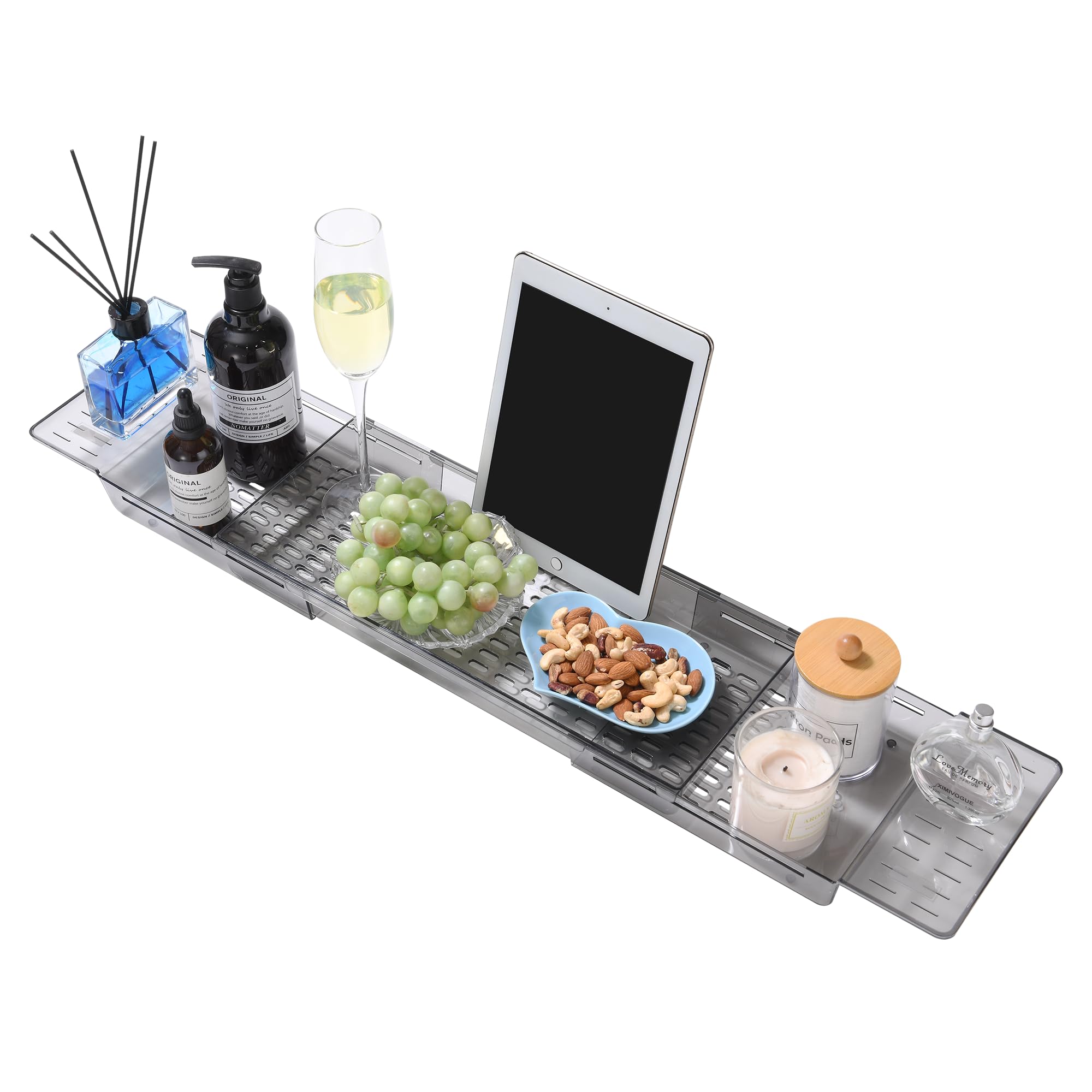Koelaa Adjustable Bathtub Tray – Extendable Bath Caddy with Drain Holes