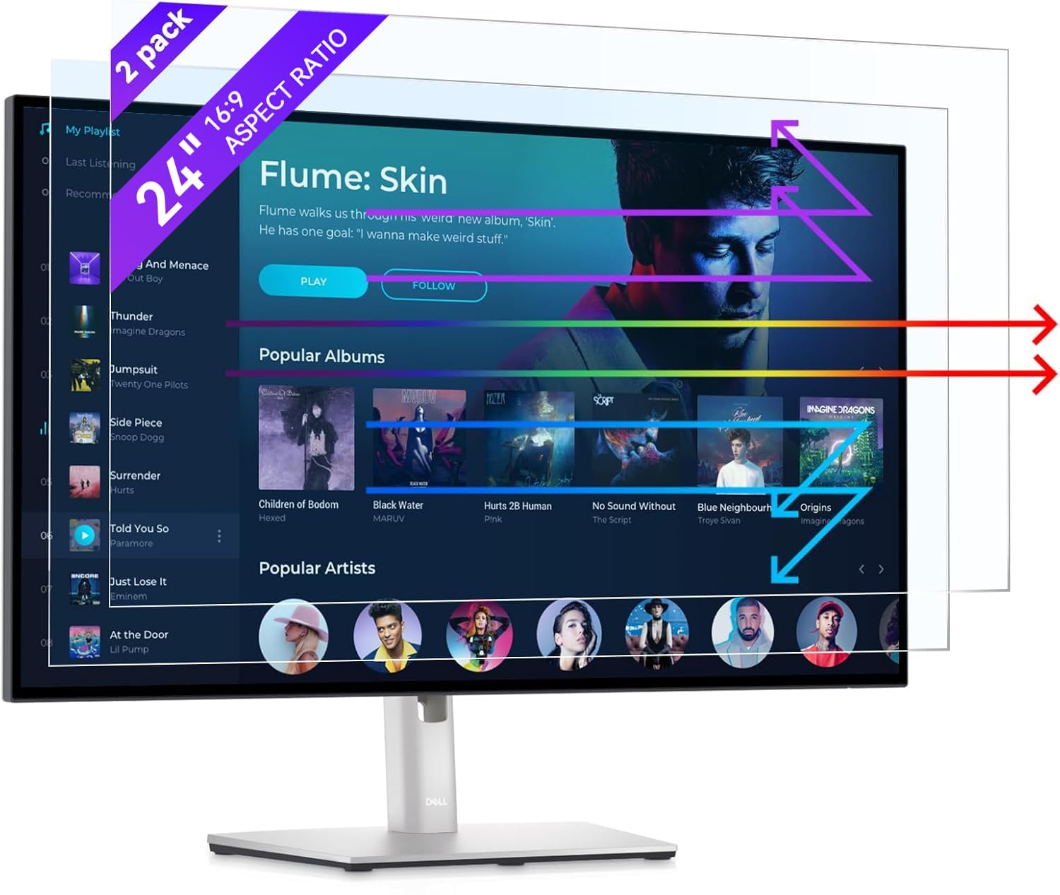 IPROKKO 24 Inch Anti Blue Light Screen Protector for Monitor | 2 Pack