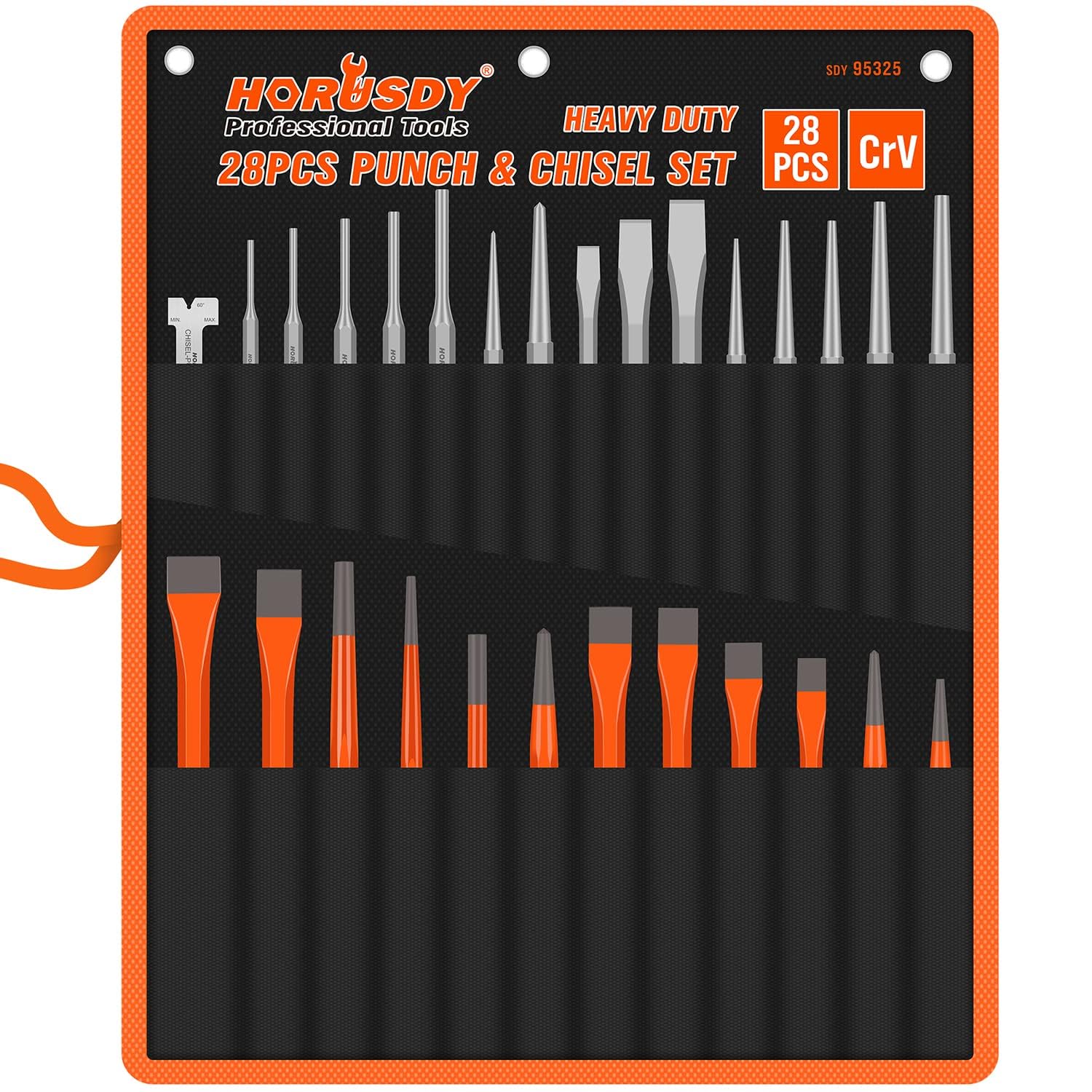 HORUSDY 28-Piece Heavy Duty Punch and Chisel Set for Metalworking