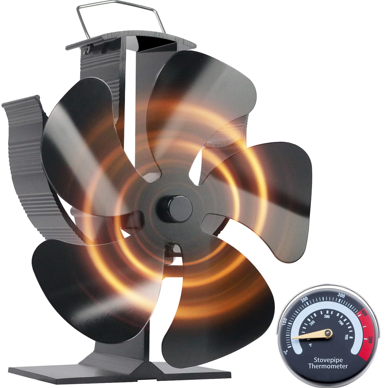 Tomersun 5-Blade Heat Powered Stove Fan for Wood and Log Burners