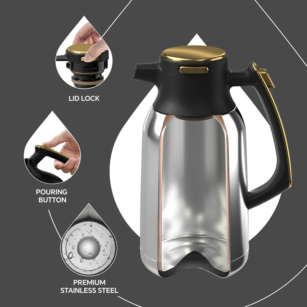 IDEUS 68oz Vacuum Insulated Coffee Carafe | Stainless Steel Thermal Pot