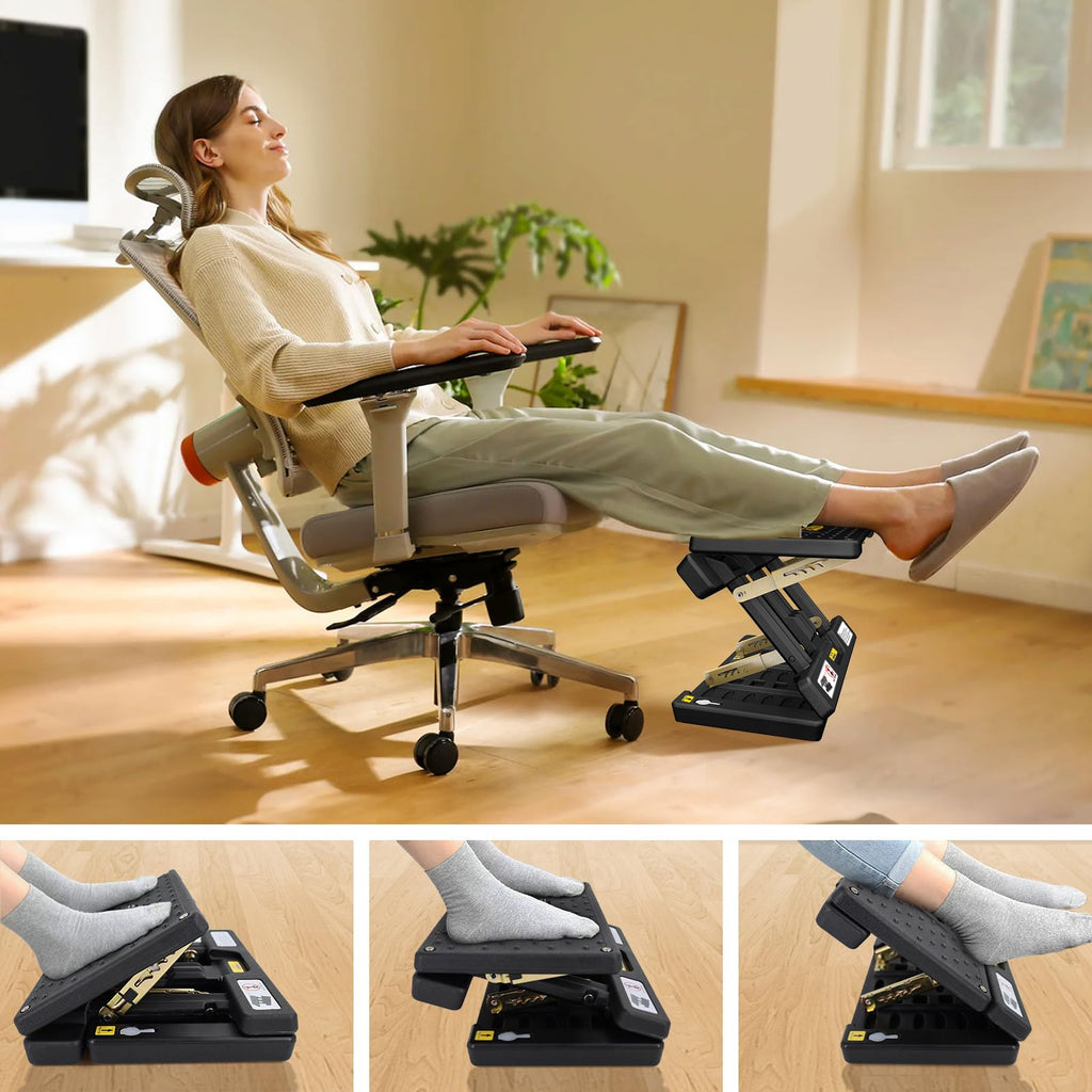 Arejonner Foldable Foot Rest, Computer Foot Rest Under Desk, 12Modes Adjustable Ergonomic Foot Rest for Office, Loading Capacity 80 pounds