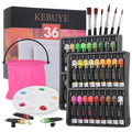Jolof Store 36 Color Acrylic Paint Set with 6 Brushes for Multi-Surfaces