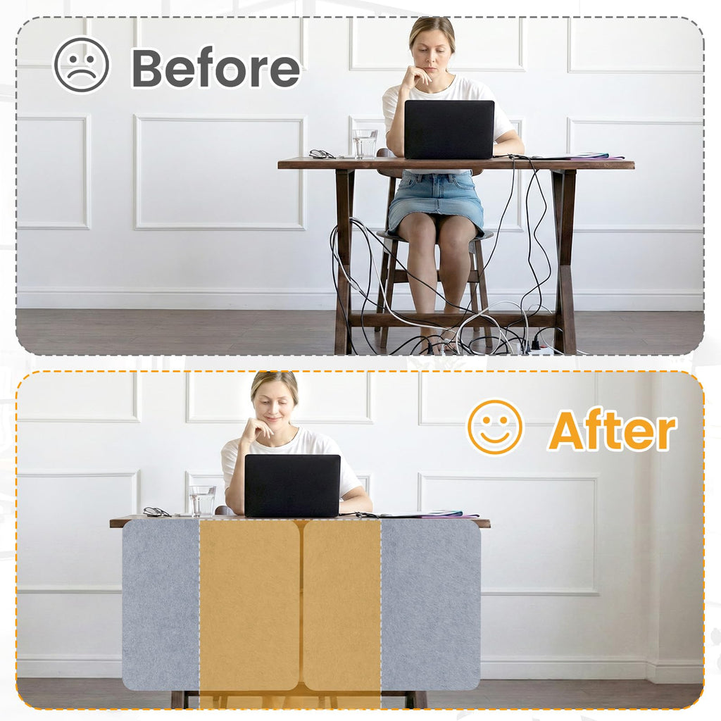 Felt Desk Divider, Clamp-On Privacy Panel, 60 x 60 cm, Light Grey - image 5