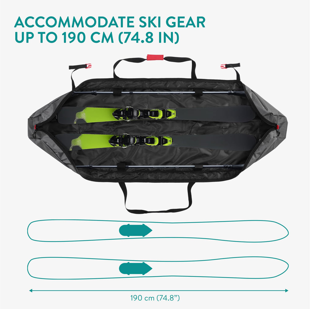 Navaris 170cm Padded Ski Bag | Durable 1680D Polyester Travel Case