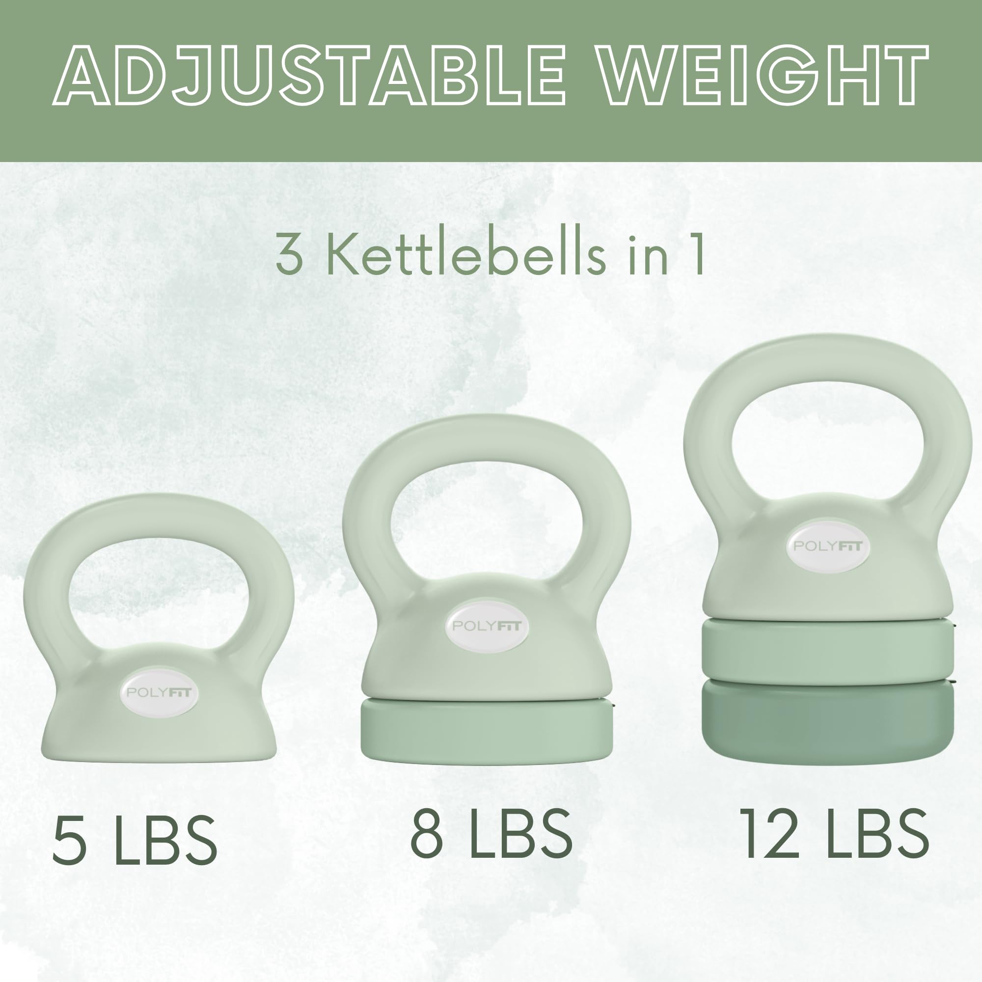 Polyfit Adjustable Kettlebell - 5, 8, 12 lbs Home Gym Weight Set