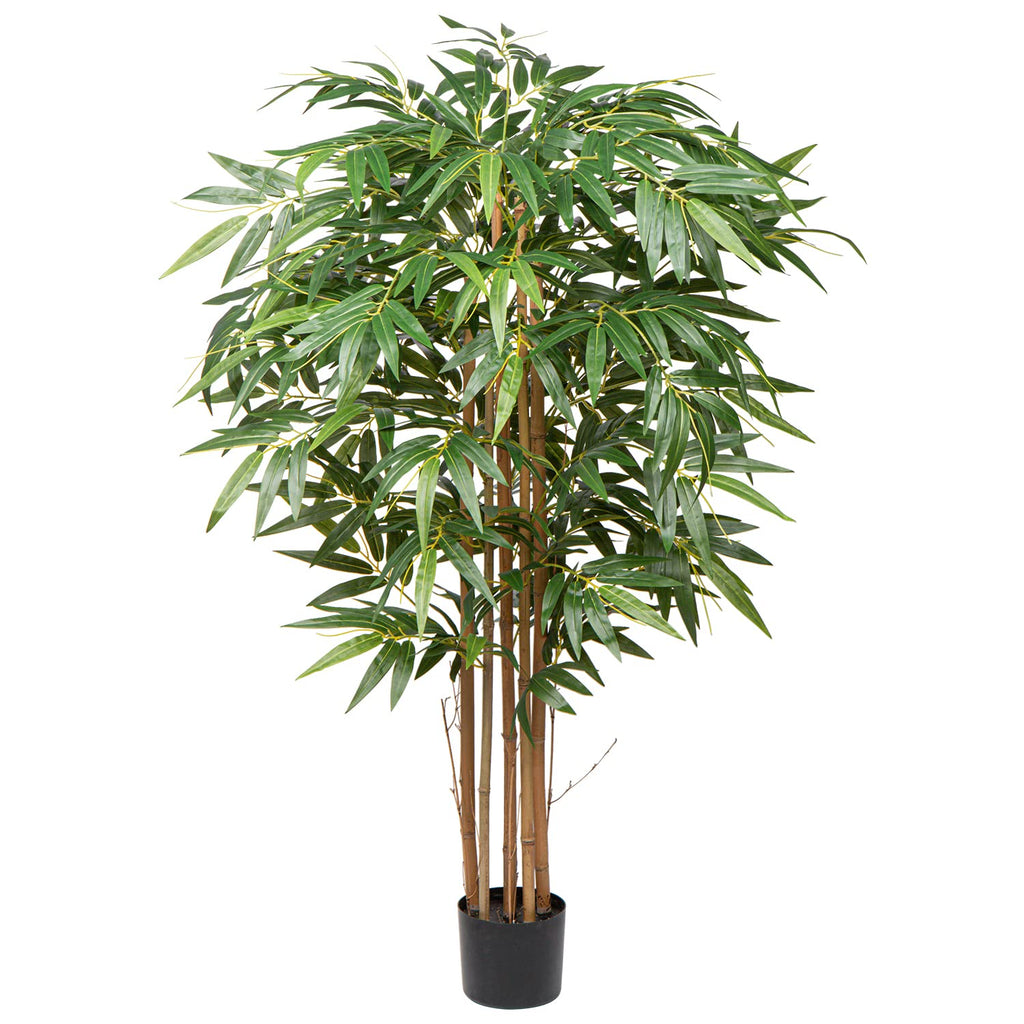Hollyone 5ft Artificial Bamboo Tree | Tall Faux Plant with Real Wood Trunks