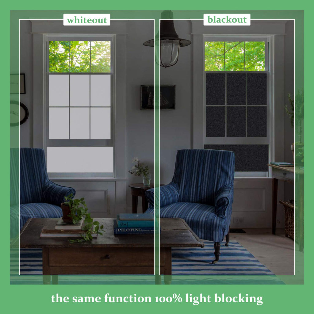 Lifetree White Blackout Window Film | 100% Light Blocking Static Cling