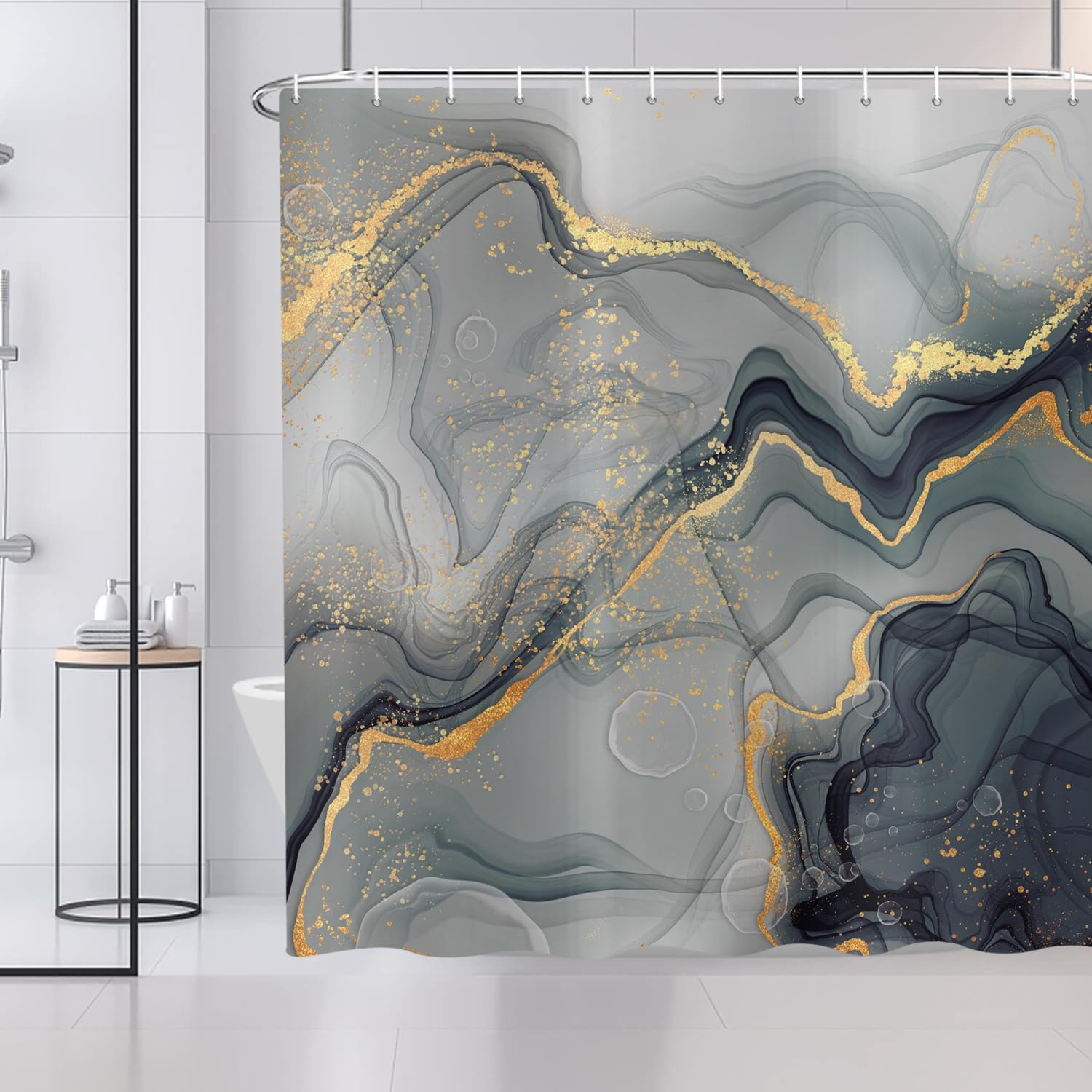 ASDCXZ Marble Shower Curtain – 180x200 cm Waterproof Polyester Textile