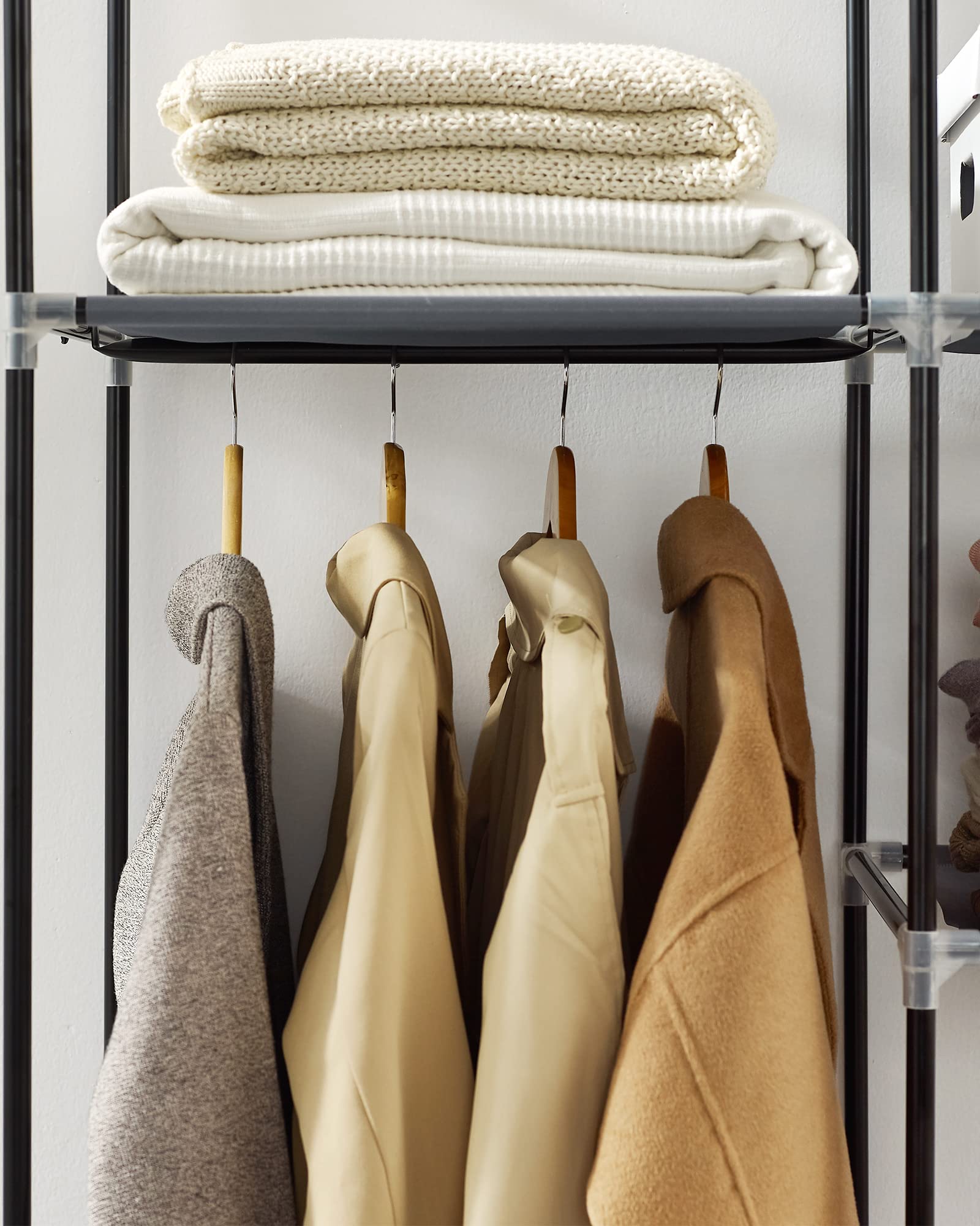 SONGMICS Canvas Wardrobe | Portable Clothes Storage Organiser - Gray