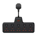 LEHOTPIA 5-Way Power Strip Extension Lead with 2 USB Slots | Black