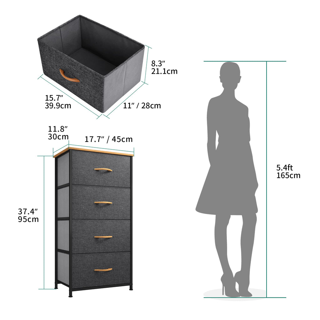 YITAHOME 4-Drawer Fabric Dresser – Modern Storage Chest with Wood Top