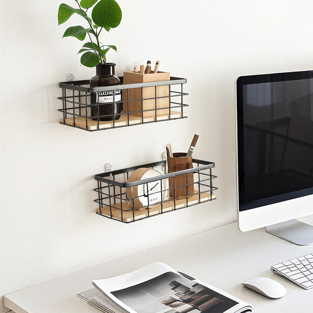 FUNSUEI Set of 2 Wire Storage Basket Bins with Hooks - image 5