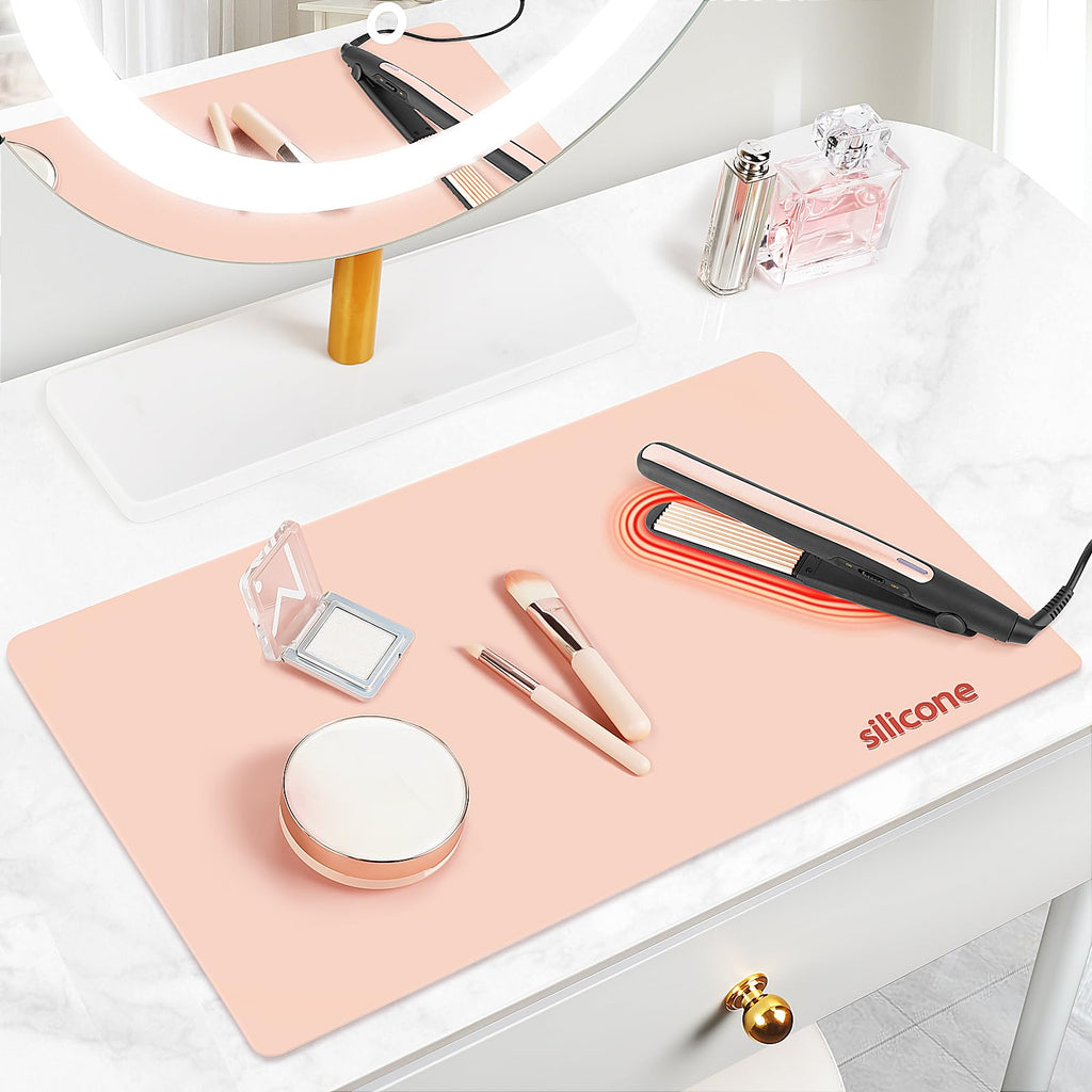 Silicone Dressing Table Mat Protector for Makeup, 55x30cm, Baby Pink - image 1
