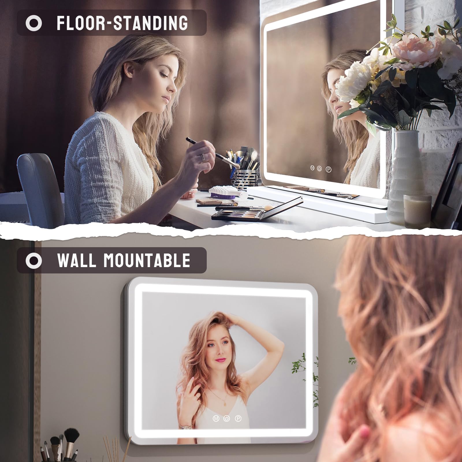 ZL ZELing Large Vanity Mirror with Lights | Dimmable LED Makeup Mirror