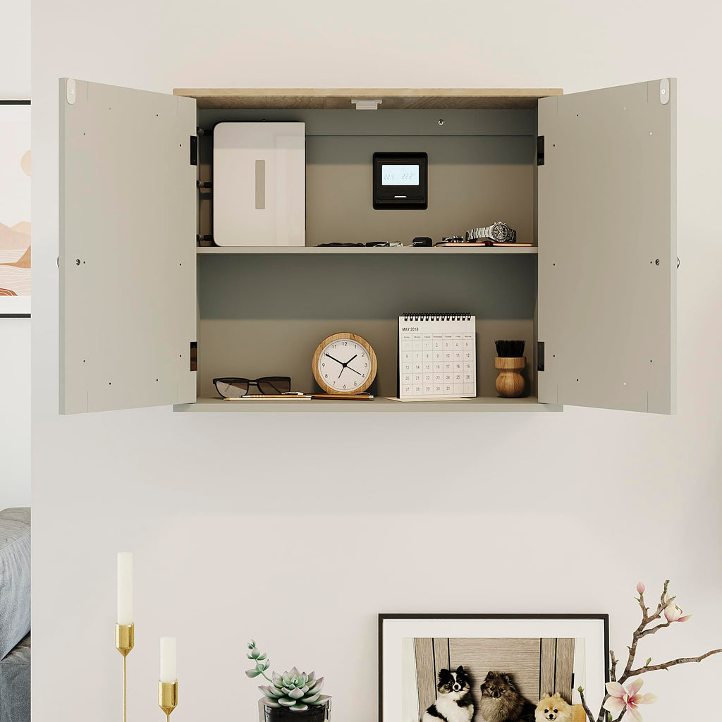 Bath Vida Priano Mirrored Bathroom Cabinet - Grey & Oak Wall Cupboard