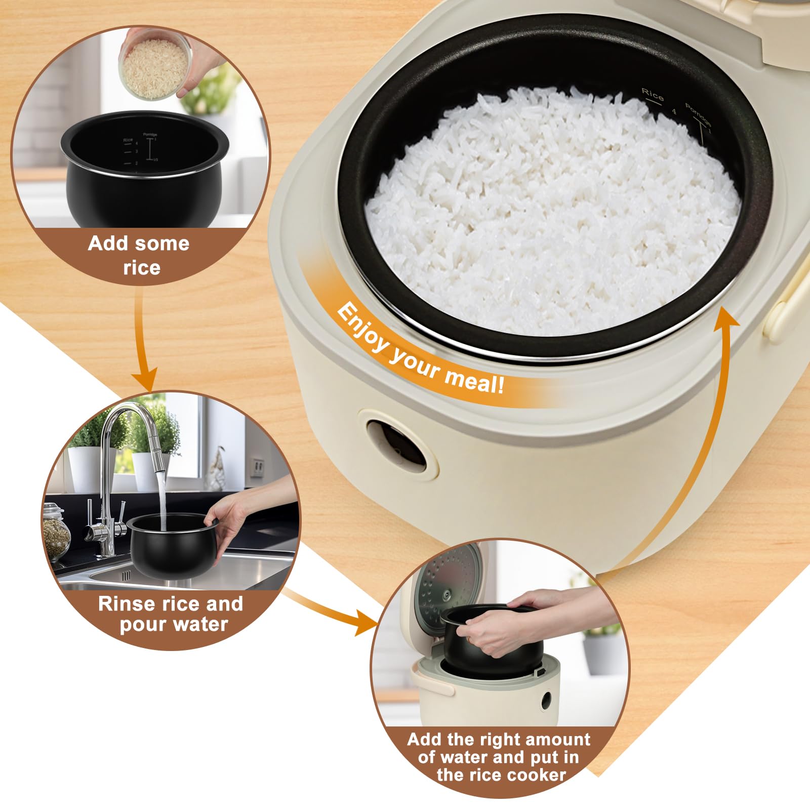 Bear 4-Cup Multifunctional Rice Cooker with Steamer and Non-Stick Pot