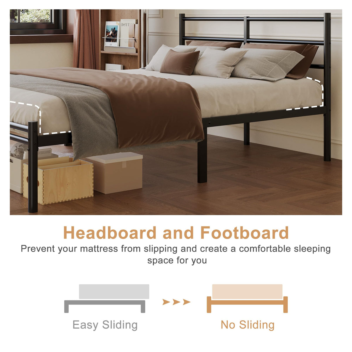 Yicensen King Size Bed Frame with Headboard and Footboard