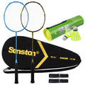 Senston 2 Pack Full-Carbon Badminton Racket Set with Carry Case